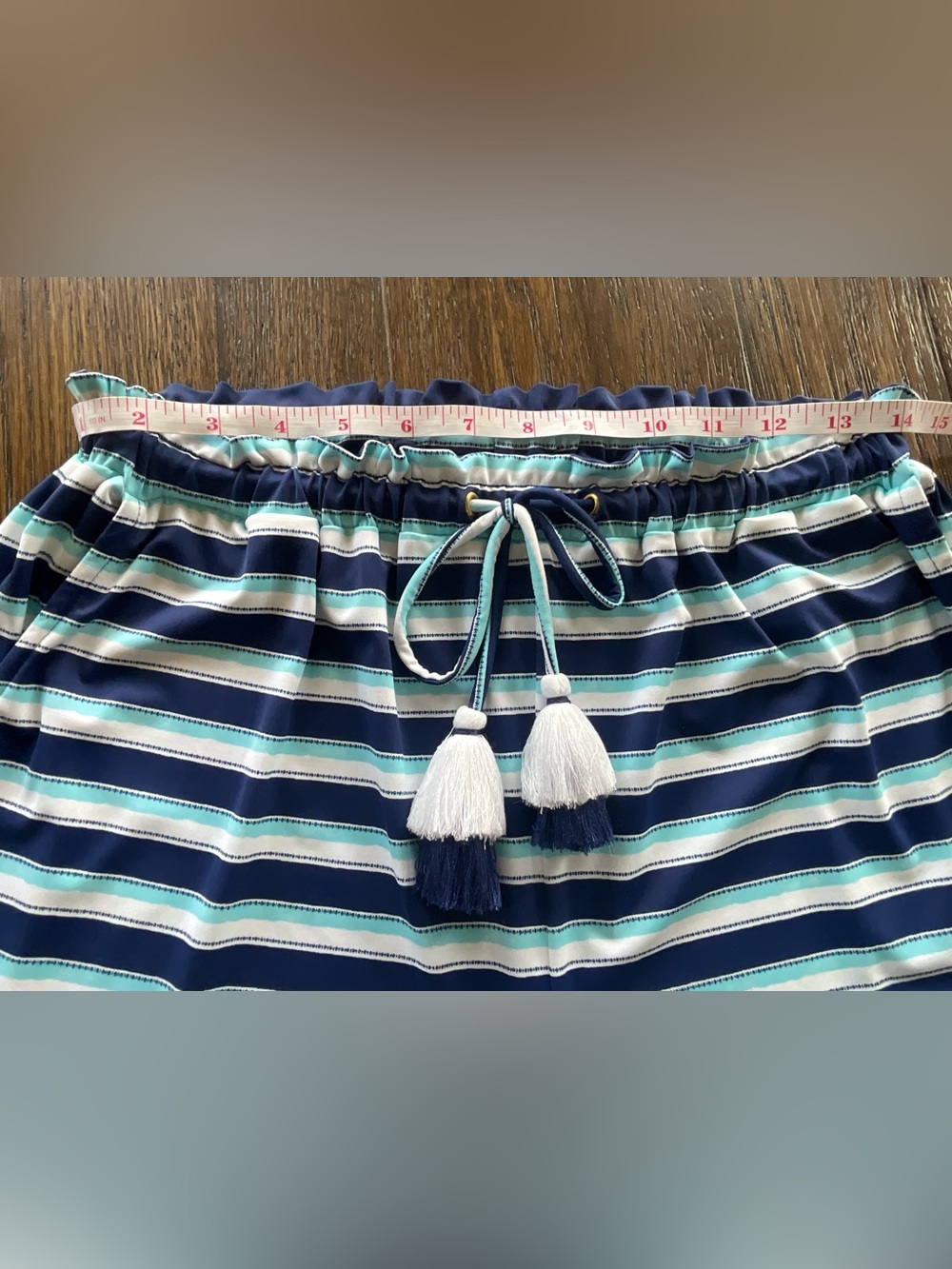 Cabana Life Delray Striped Paperbag Waist Tassel Shorts - Picture 8 of 10